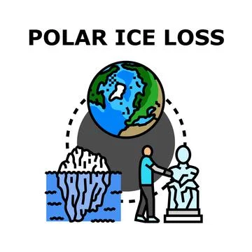 Polar ice loss concept impacting global environment and humanity Stock Illustration
