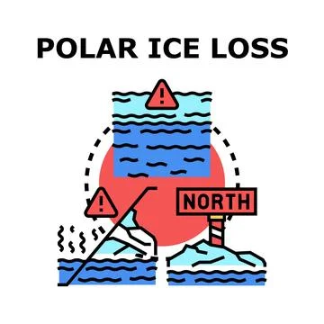 Polar ice loss contributing to global warming and sea level rise Stock Illustration