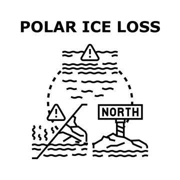 Polar ice loss contributing to global warming and sea level rise Stock Illustration