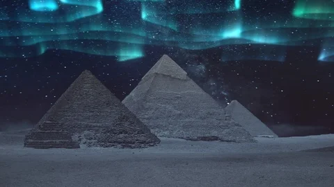 Polar Light Over Pyramids Stock Footage 125584198