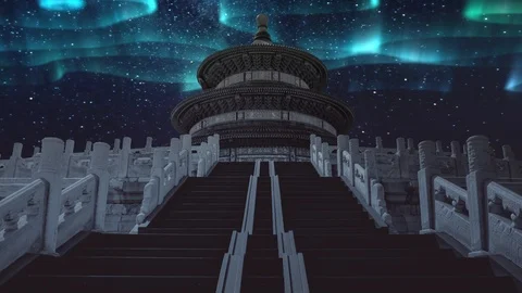 Polar Light Over Temple of heaven Stock Footage 125585393