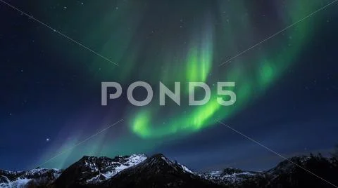 Polar Lights (Aurora Borealis) On Gimsoy, Lofoten, Norway