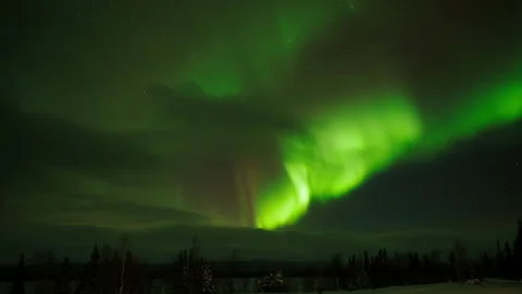 Polar lights in the sky in the north Stock Footage