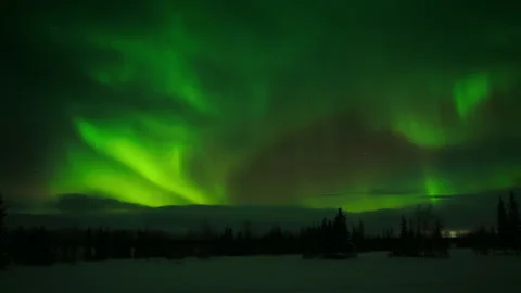 Polar lights in the sky in the north Stock Footage 147290482