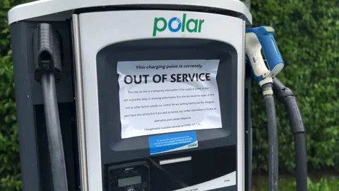 Polar Network Car EV Electirc Car Rapid Fast Charger, Out of Order Service. Stock Footage 161644032