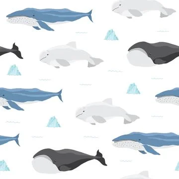 Polar sea animals seamless pattern. Cute Cartoon arctic animals, marine ani.. Stock Illustration