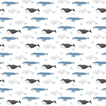 Polar sea animals seamless pattern. Cute Cartoon arctic animals, marine anima Stock Illustration