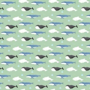 Polar sea animals seamless pattern. Cute Cartoon arctic animals, marine anima Stock Illustration