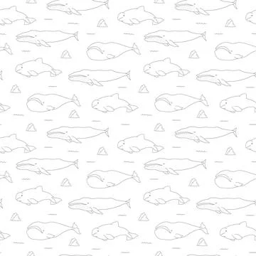 Polar sea animals seamless pattern. Cute Cartoon arctic animals, marine anima 스톡 일러스트