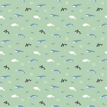 Polar sea animals seamless pattern. Cute Cartoon arctic animals, marine anima 스톡 일러스트