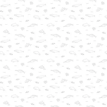 Polar sea animals seamless pattern. Cute Cartoon arctic animals, marine ani.. Stock Illustration