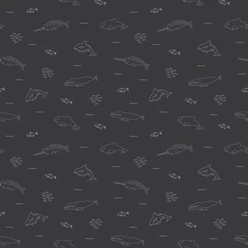 Polar sea animals seamless pattern. Cute Cartoon arctic animals, marine anima Stock Illustration