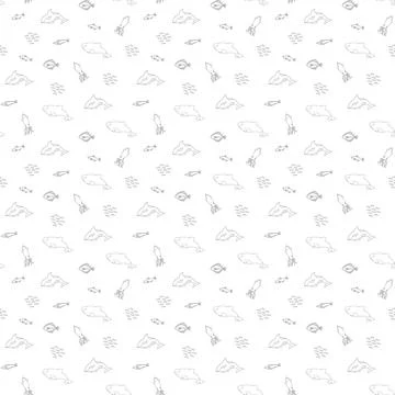 Polar sea animals seamless pattern. Cute Cartoon arctic animals, marine anima 스톡 일러스트