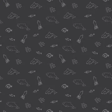 Polar sea animals seamless pattern. Cute Cartoon arctic animals, marine anima Stock Illustration