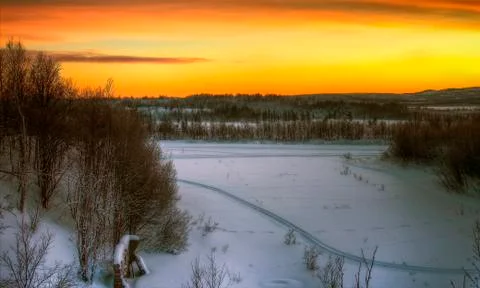Polar sunset Foto stock