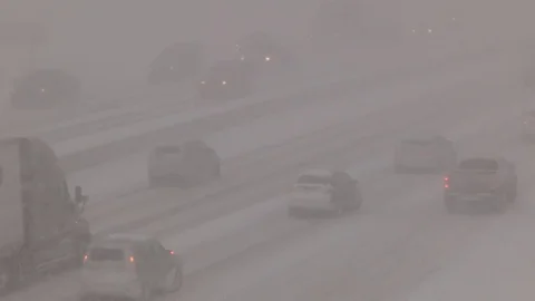 Polar vortex causing blizzard conditions in epic snowstorm in Canada Stock Footage 82542267