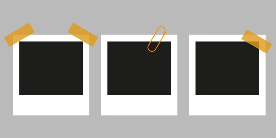Polaroid camera frames on a gray wall. Stock Illustration