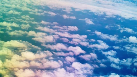Polaroid effect on Airplane Passenger Window View of Altocumulus Clouds and Stock Footage 338354160