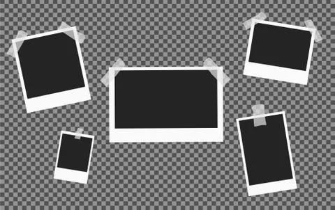 Polaroid frames sticked to the transparent background Stock Illustration