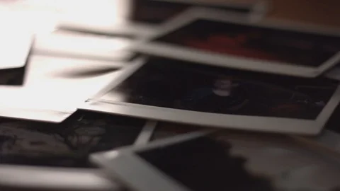 Polaroid Photos On Desk Stock Footage