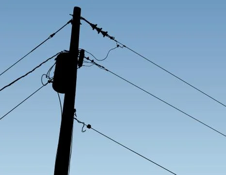 Pole and wires silhouette Stockillustratie