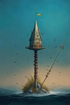 Pole of angling Stock Illustration