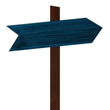 Pole with blue arrow-shaped pointer isolated on white Foto stock