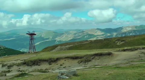 Pole Cable in Carpathians Mountains Stock Footage 66015140