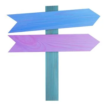 Pole with colorful arrow-shaped pointers isolated on white Foto stock