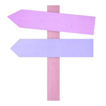 Pole with colorful arrow-shaped pointers isolated on white Stock Photos