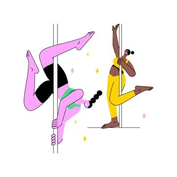 Pole dance classes isolated cartoon vector illustrations. Stock Illustration