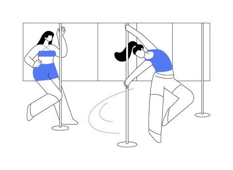 Pole dance classes isolated cartoon vector illustrations. Stock Illustration