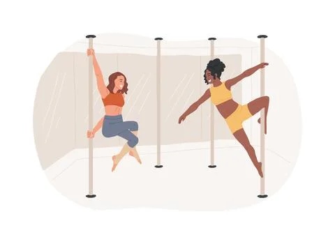 Pole dance classes isolated cartoon vector illustrations. Stock Illustration