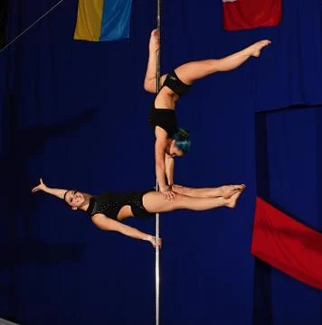 Pole dance double Stock Photos