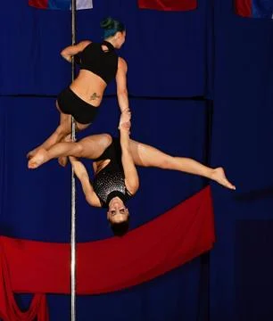 Pole dance double Stock Photos