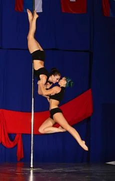 Pole dance double Stock Photos