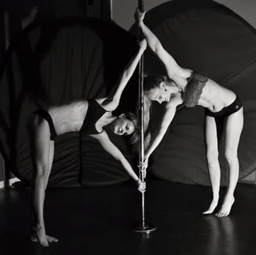 Pole dance duo Stock Photos