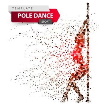 Pole dance, exotic, striptease - dot illustration. Stock Illustration