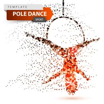 Pole dance, exotic, striptease - dot illustration. Stock Illustration