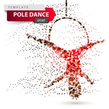 Pole dance, exotic, striptease - dot illustration. Stock Illustration