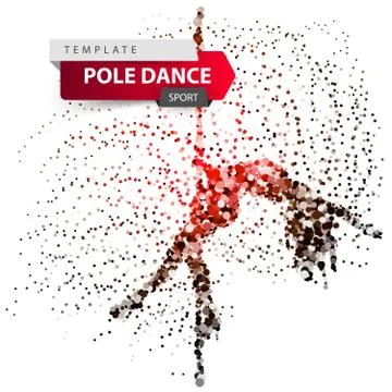 Pole dance, exotic, striptease - dot illustration. Stock Illustration