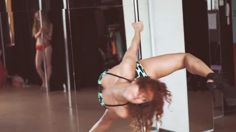 Pole dance girl dancing Stock Footage 91183261