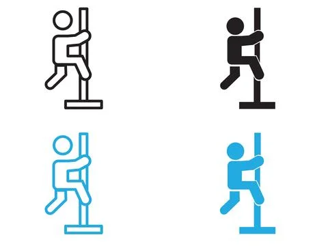 Pole dance icon black and white vector outline sign Stock Illustration