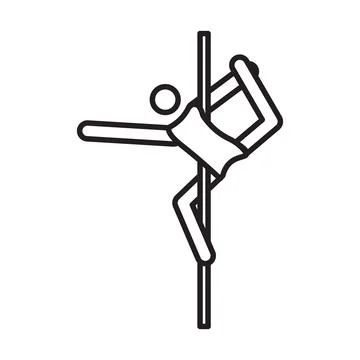 Pole dance icon Black line art vector logo Stock Illustration