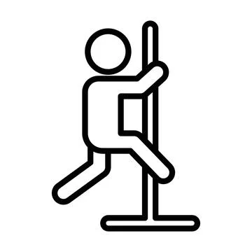 Pole dance icon linear logo mark in black and white Stock Illustration