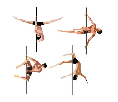 Pole dance man figures 스톡 일러스트