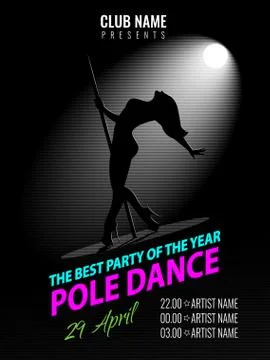 Pole Dance. Party Poster Template. Night Dance Party flyer. Stock Illustration