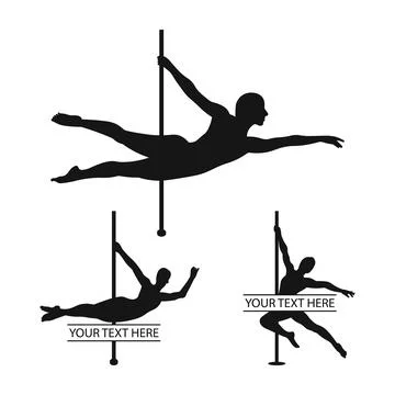 Pole Dance Poses Silhouettes, Pole Dancing SVG, Pole Dancer Svg, Stock Illustration