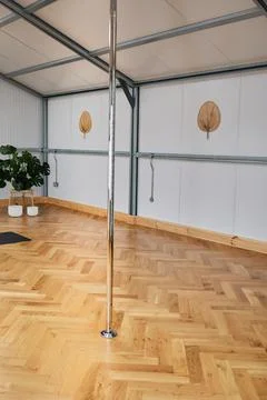 Pole dance studio without people. dance bar in vertical format Stock Photos