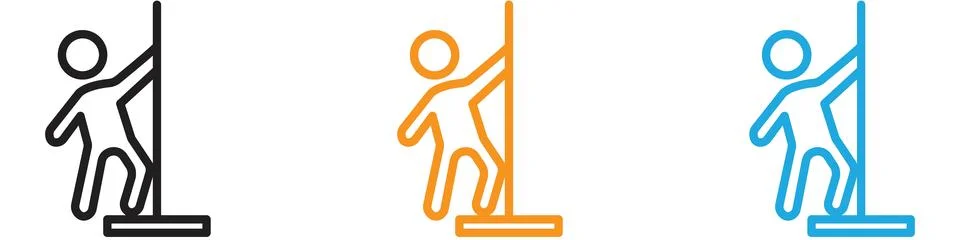 Pole dance vector logo set collection for web app ui Stock Illustration
